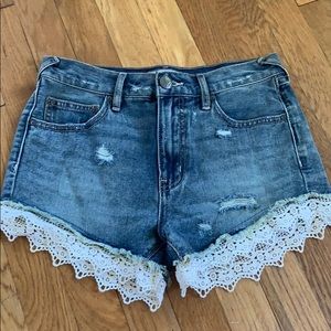 crochet jean shorts